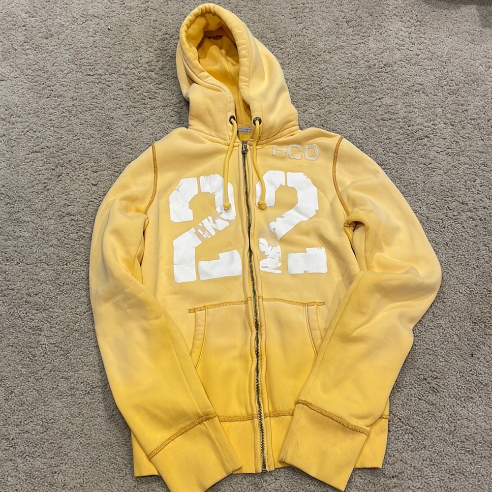 Vintage Hollister yellow zip up hoodie size small